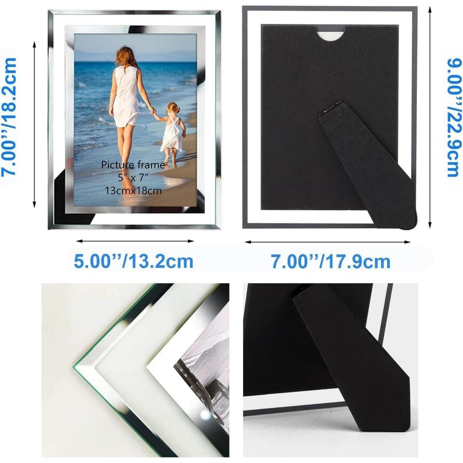 LuxusKollektion Bilderrahmen-Set Bilderrahmen 13x18cm Glas Silber Tischaufsteller 6er-Set