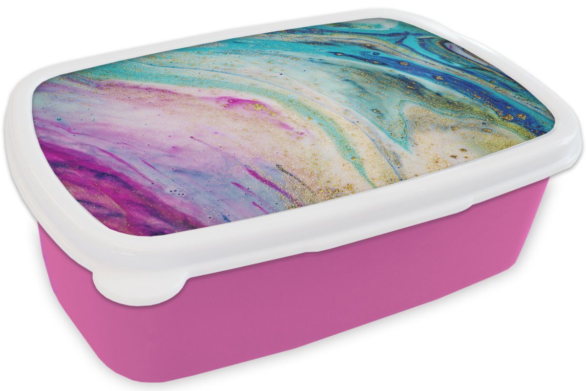 Brotbox Erwachsene, Lunchbox rosa Snackbox, Kunststoff, Kinder, Marmor - für MuchoWow Brotdose Kunststoff - Farbe Mädchen, Regenbogen, (2-tlg),