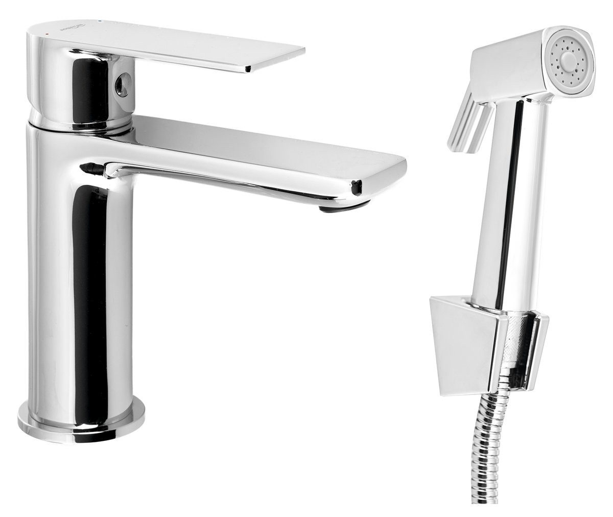 Aqualine Waschtischarmatur Waschbecken-Armatur mit Bidet-Handbrause, Chrom Aqualine-SK401