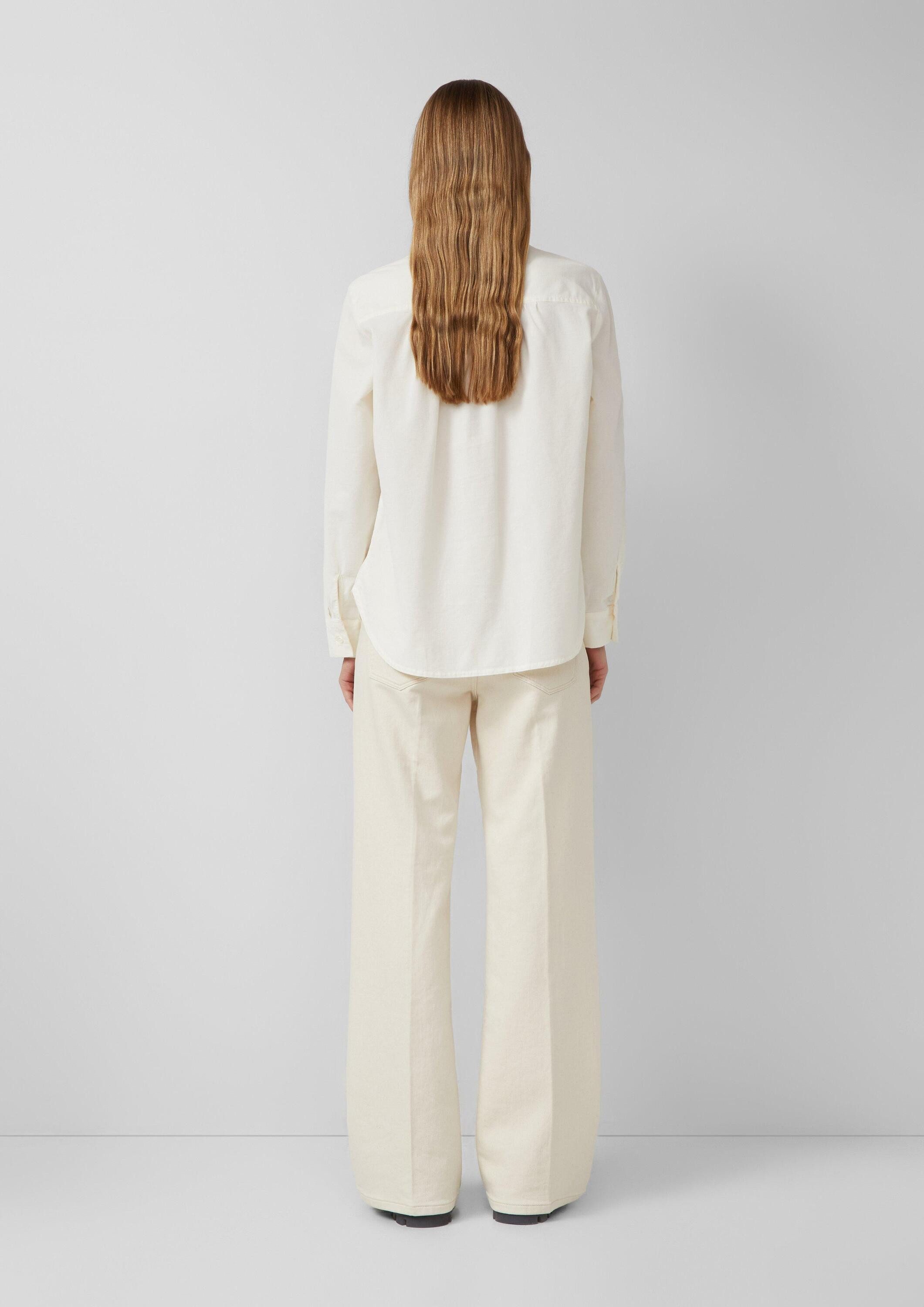 s.Oliver Langarmbluse Bluse Feincord-Bluse mit Turn-up und Raffung am Rücken