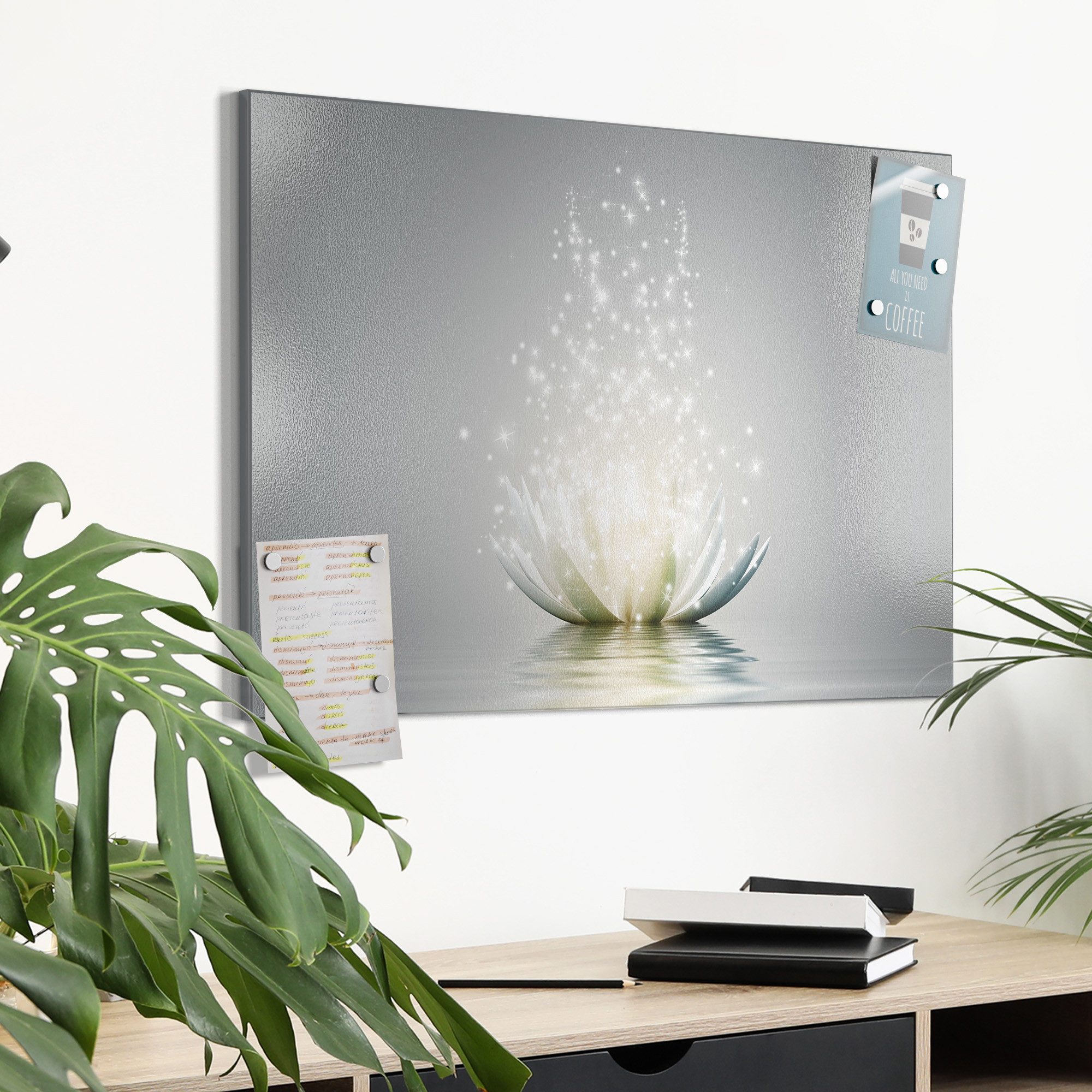DEQORI Magnettafel 'Funkelnde Lotusblüte', Metall Whiteboard für alle Magnete, Magnetboard magnetisch – Bild 4 von 5