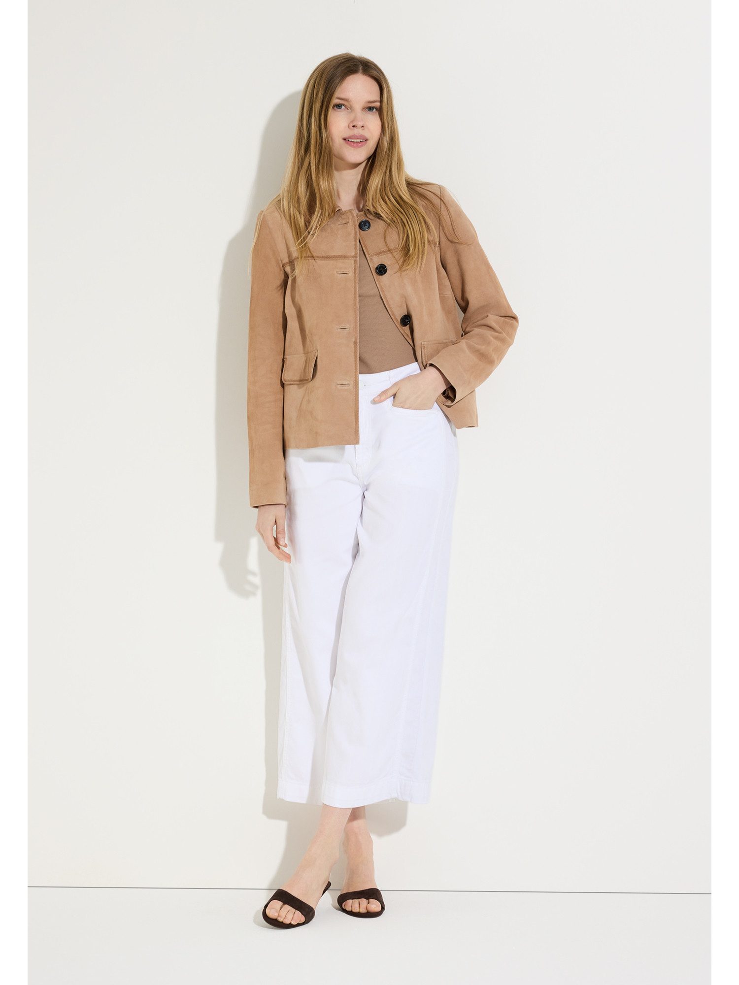 MORE&MORE Stoffhose verkürzte, weite Baumwoll-Stretch-Hose