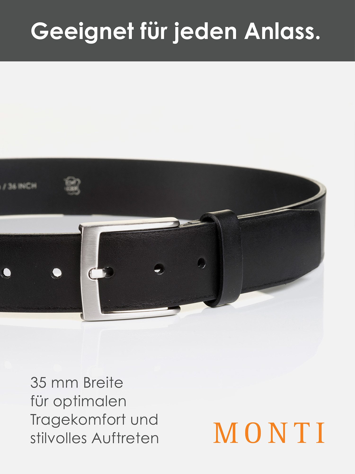 MONTI Ledergürtel TUSTON elegant, langlebig, glänzend
