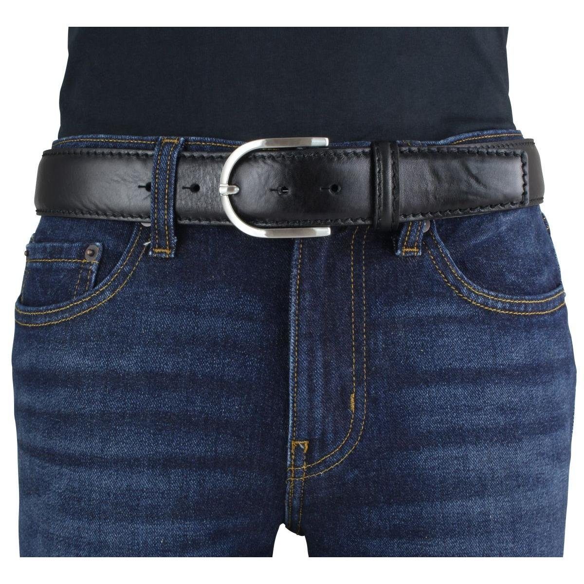 BELTINGER Ledergürtel Damen-Gürtel mit Silber cm Damen Jeans-Gürtel Vollrindleder Schwarz, für 4 aus Naht 