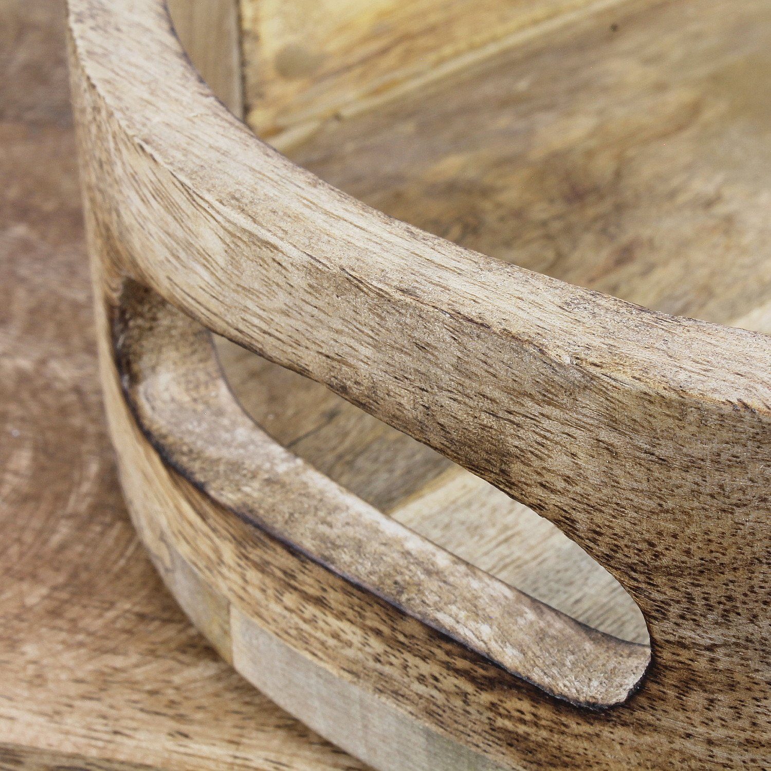 Macosa Home Holz Holztablett modern oval Serviertablett Dekotablett Tischdeko mit Tablett Tischdeko, Griff Holzdeko