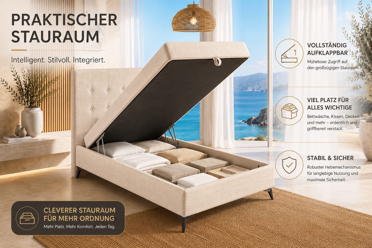 Best for Home Boxspringbett K15 Single SLIM mit Bettkasten & Bonellfederkern, Topper H3 (Boxspringbett Set, 1-St., 70x200 80x200 90x200 100x200 cm), mit oder ohne Topper, Flexible Liefermöglichkeiten, Handwerksqualität