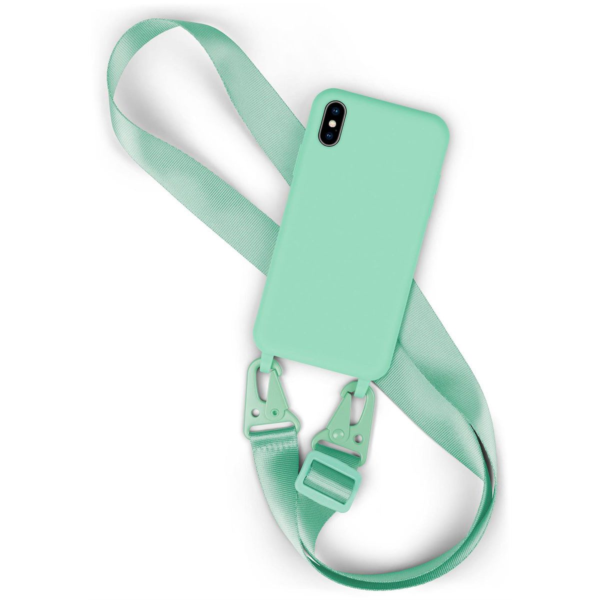 moex Handykette für iPhone X Case zum Umhängen HoverCover Blau 5,8 Zoll, Handyhülle mit Band Hülle Kette Breit Handyband abnehmbar Umhängehülle
