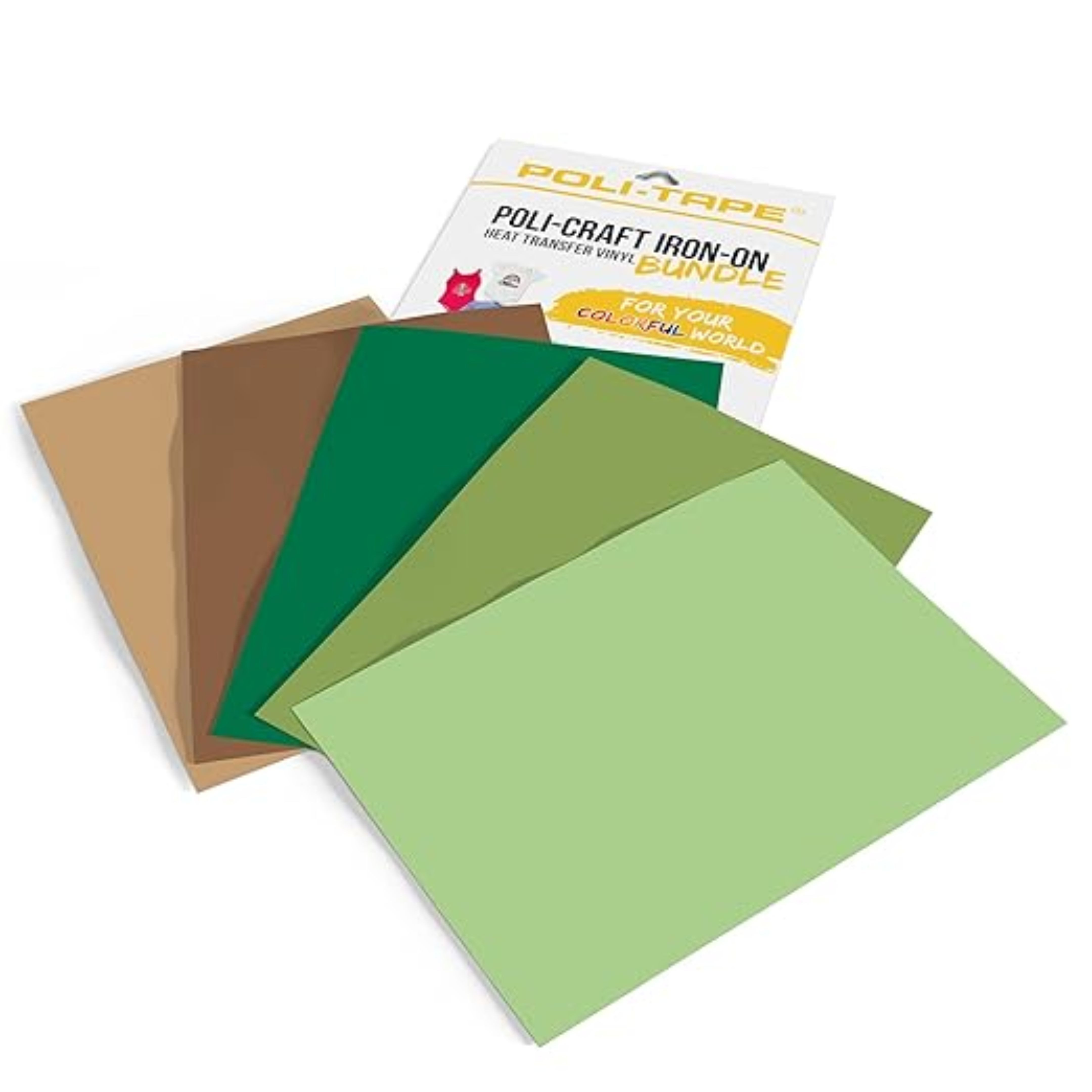 POLI-TAPE POLI-CUT NATURE-BUNDLE VINYL IRON-ON, 5 x A4 POLI-FLEX TURBO, turboschnelle Transferfolie für Textilien