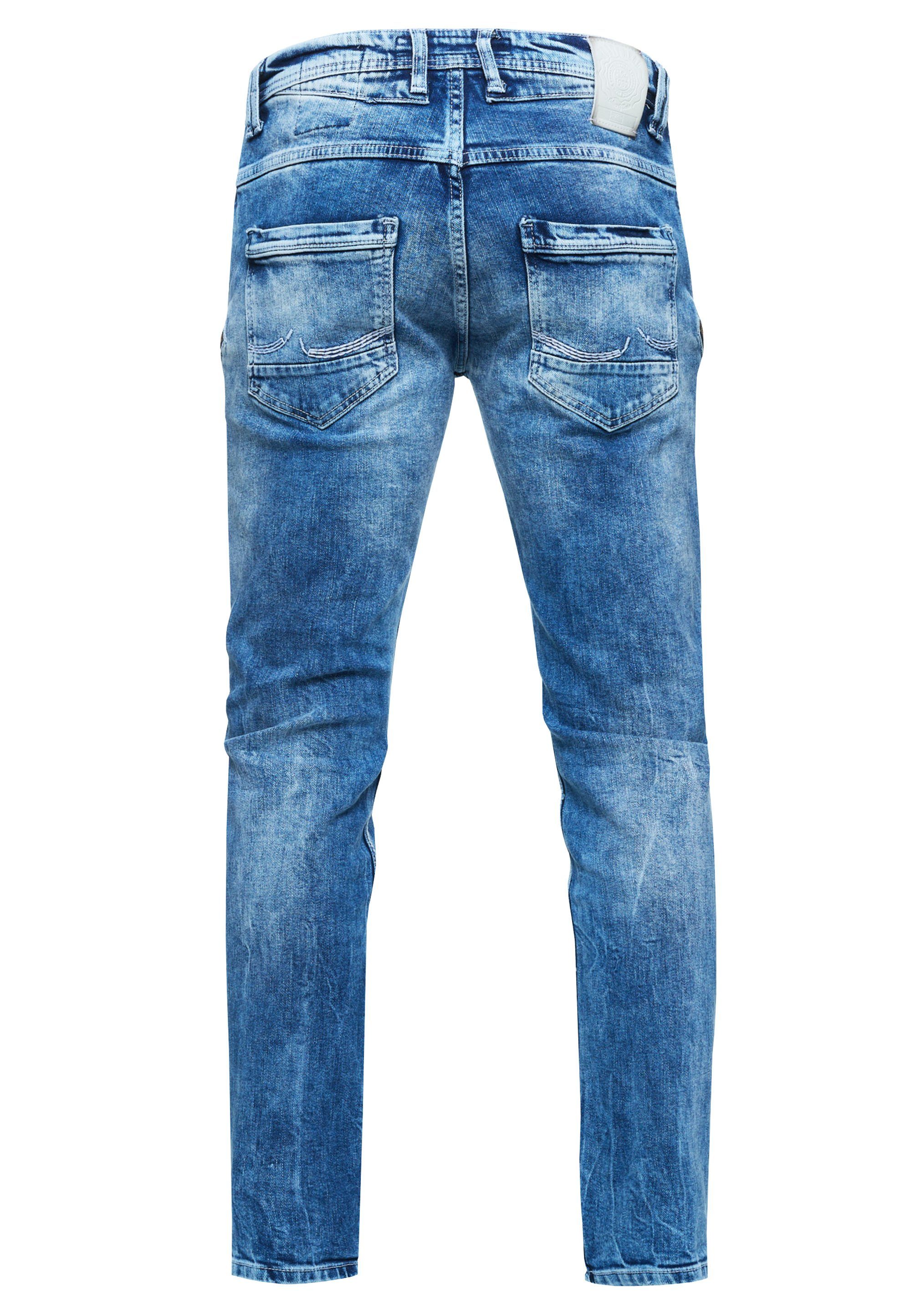 Rusty Neal Straight-Jeans Zierelementen blau-denim mit MORI trendigen
