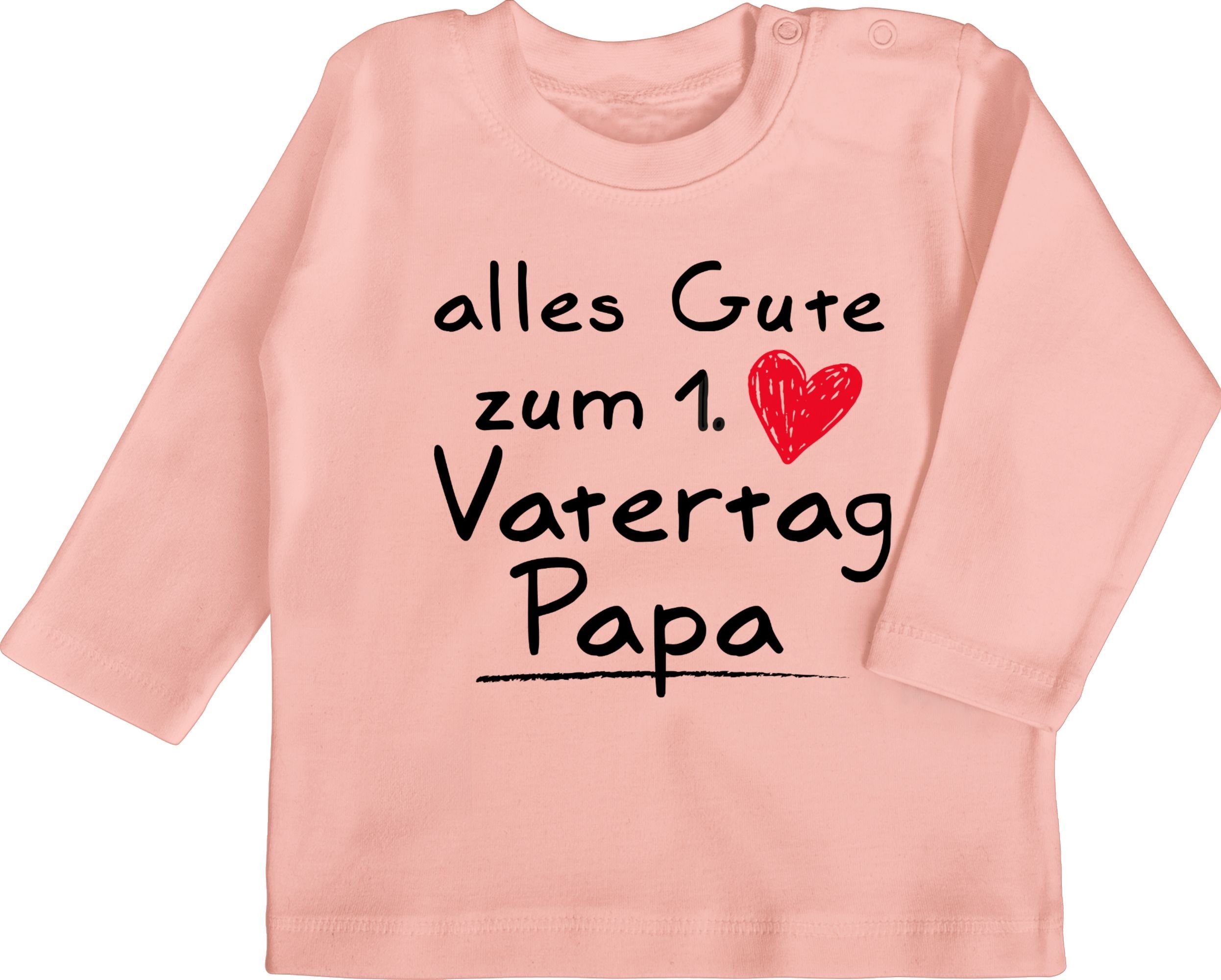 Shirtracer T-Shirt Erster Vatertag 1. Baby - Geschenk Babyrosa zum Vatertag Alles gute Vatertag Papa 1