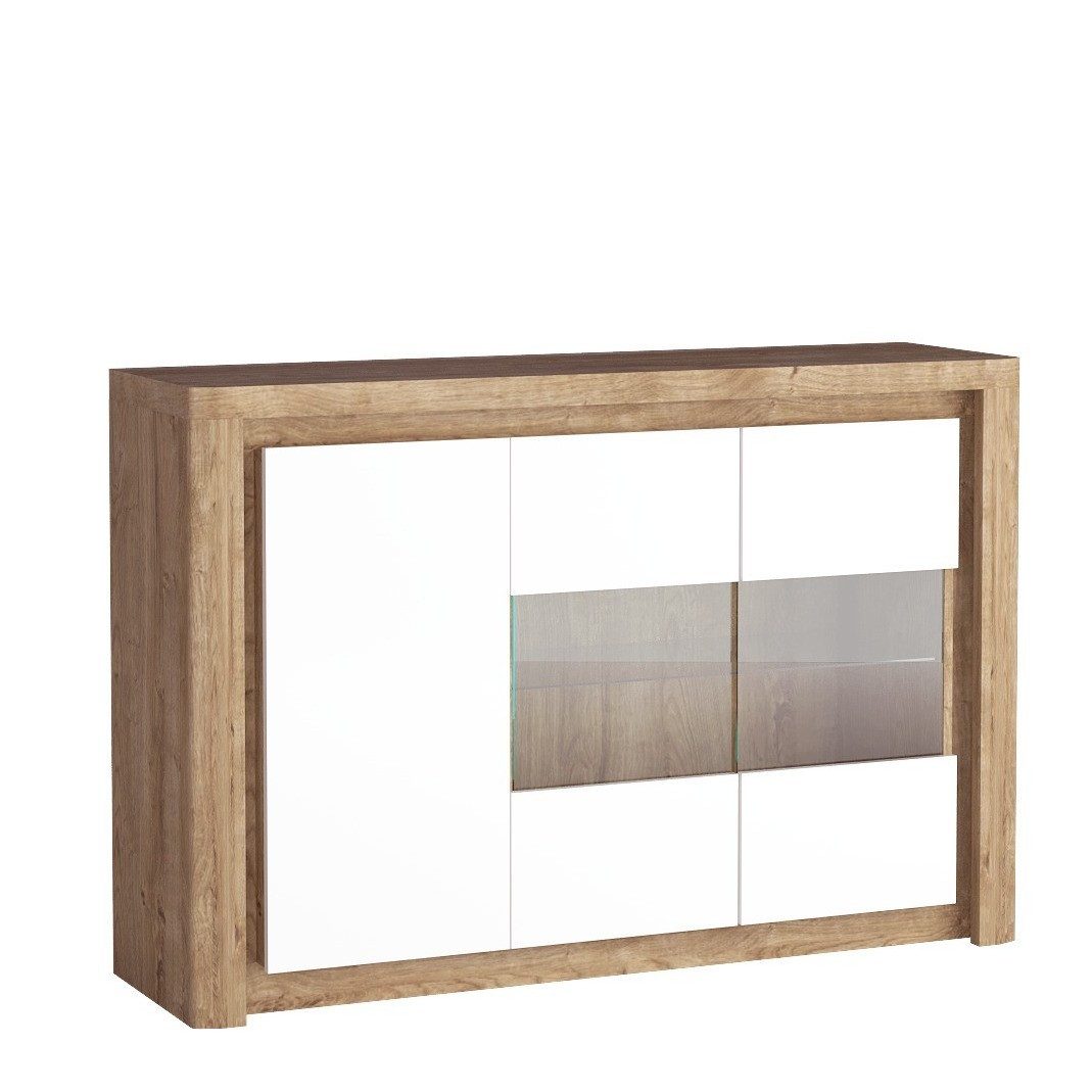 Masseno Kommode VARUS 144 cm Sideboard mit 3 Türen Eichefarben