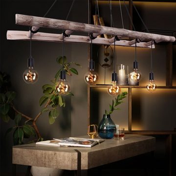 Globo Hängeleuchte, Leuchtmittel nicht inklusive, RETRO Hänge Pendel Leuchte Schlaf Gäste Zimmer Holz Leiter Decken
