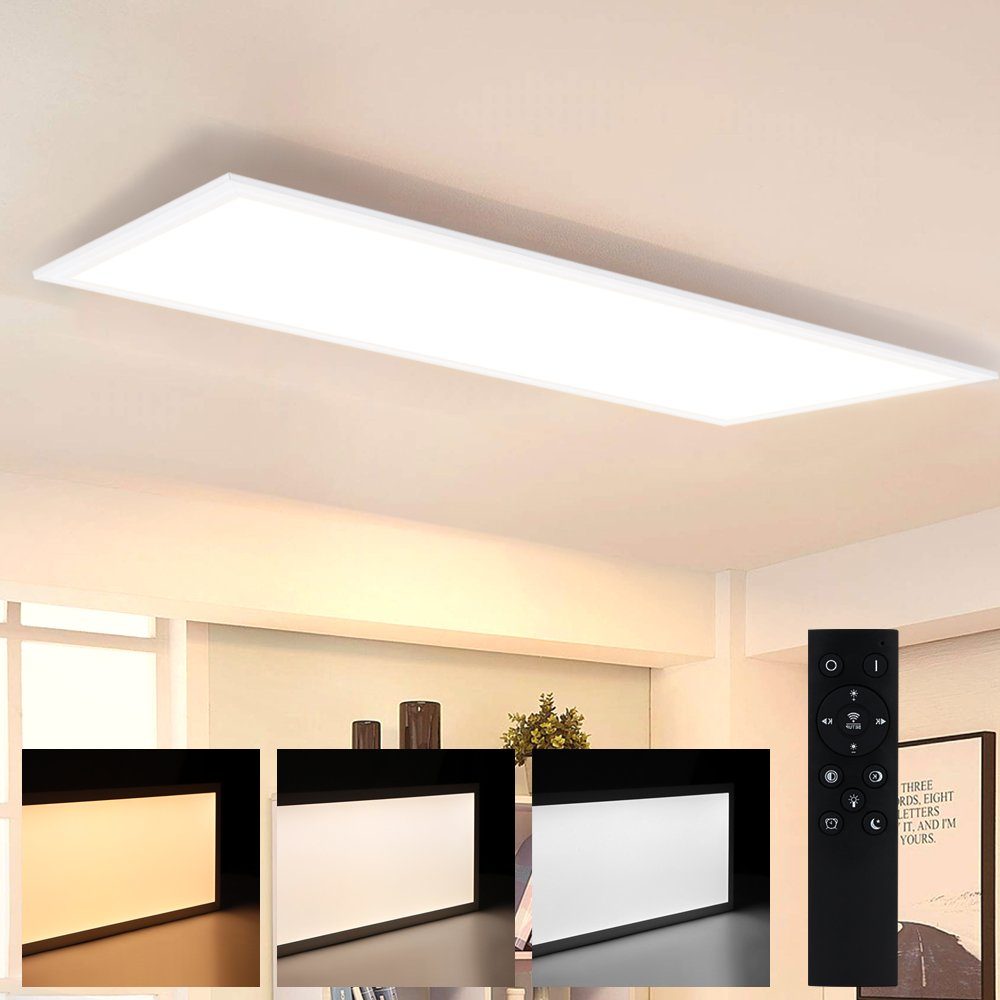 Nettlife LED Panel Flach Deckenlampe Warmweiß 42W, Fernbedienung 25 Neutralweiß Timer, für x Dimmbar fest integriert, 4.5cm Wohnzimmer ‎100 LED mit Kaltweiß, x Büro Treppe, 60S Flur