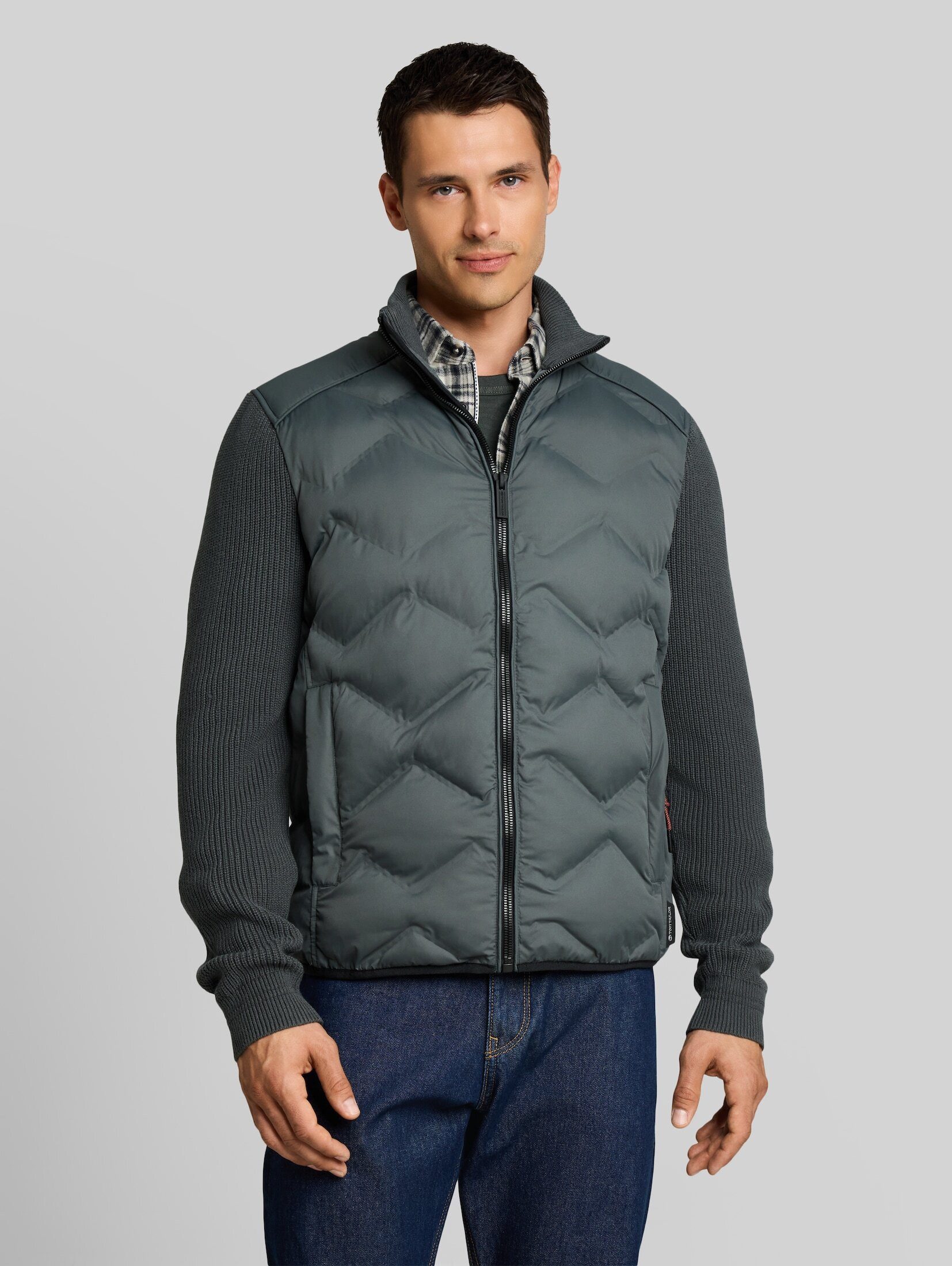 TOM TAILOR Winterjacke Jacken Hybrid Steppjacke mit Strick-Details
