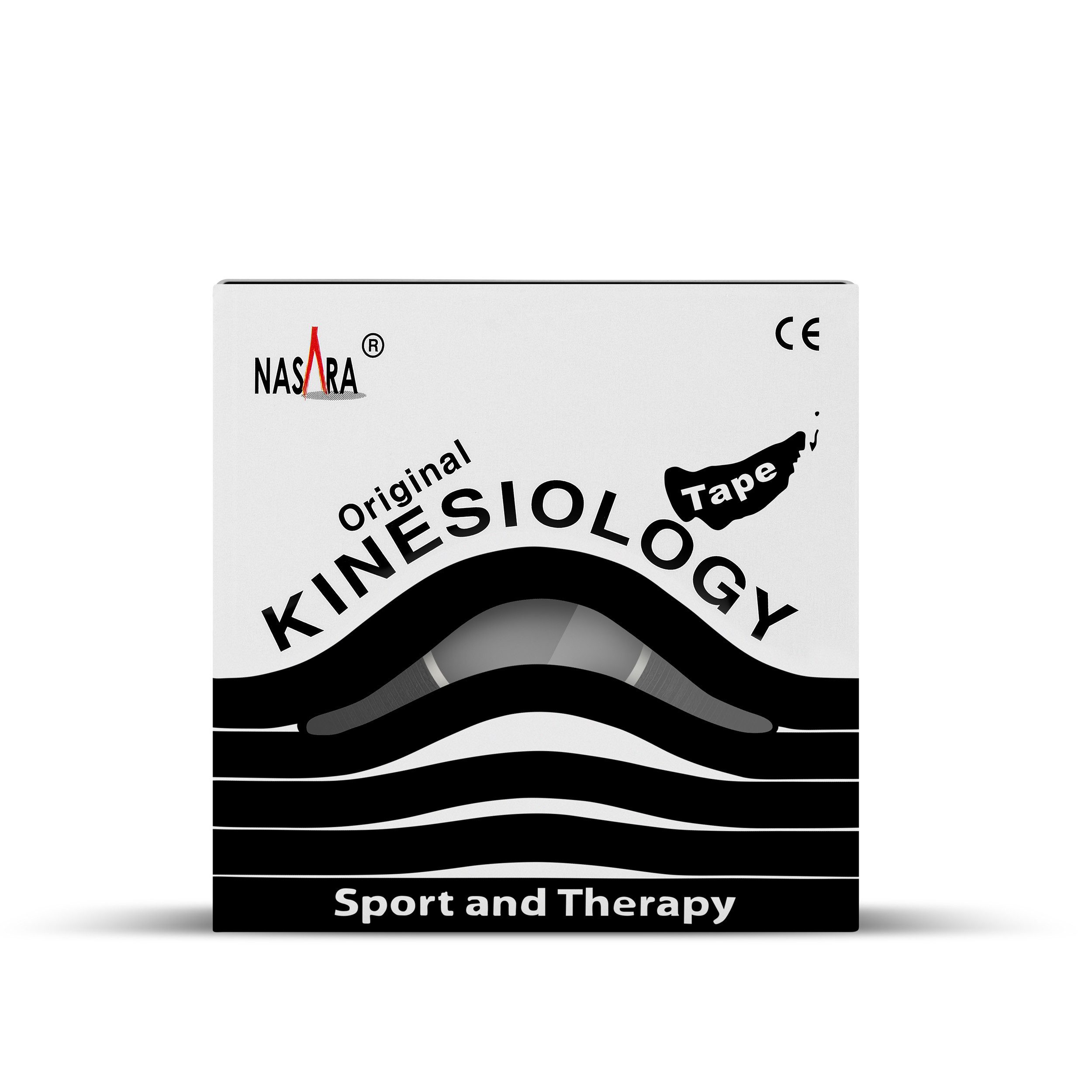 NASARA Kinesiologie-Tape 5m x 5 cm Rolle Sport- und Pysiotape mit langer Haftdauer in Schwarz 5m x 50 mm