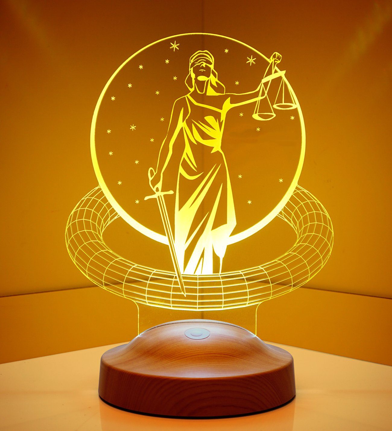 Geschenkelampe LED Nachttischlampe Gerechtigkeit Geschenk für Berufs Einsteiger 3D Anwaltslampe, Leuchte 7 Farben fest integriert, Geschenk für Berufseinstieg, Rechtsanwalt