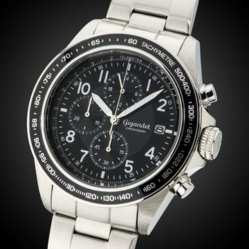 Gigandet Chronograph Racetrack, Mineralglas, Chronograph, Datumsanzeige, 24-Std. Anzeige, Tachymeter