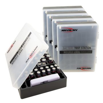 Batteriebox inkl. Akkutester für 48 Stk. AAA, AA & 9V Block Akkus / Batterien - 5 Stück Akku