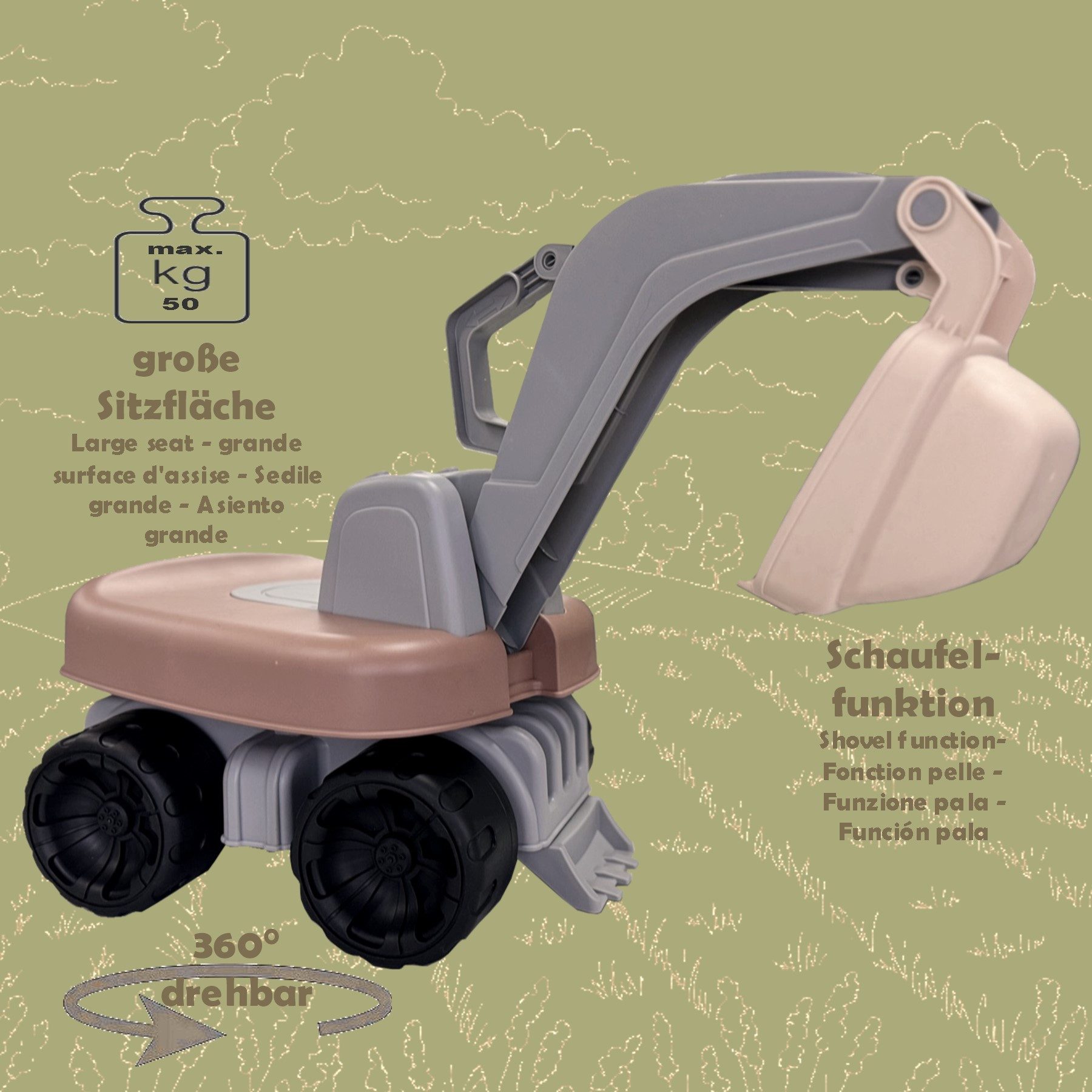 TikTakToo Spielzeug-Aufsitzbagger Sitzbagger 360° mit großer günstig online kaufen
