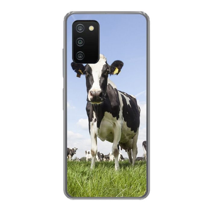 MuchoWow Handyhülle Kühe - Gras - Tiere - Sonne - Bauernhof Handyhülle Telefonhülle Samsung Galaxy A03s