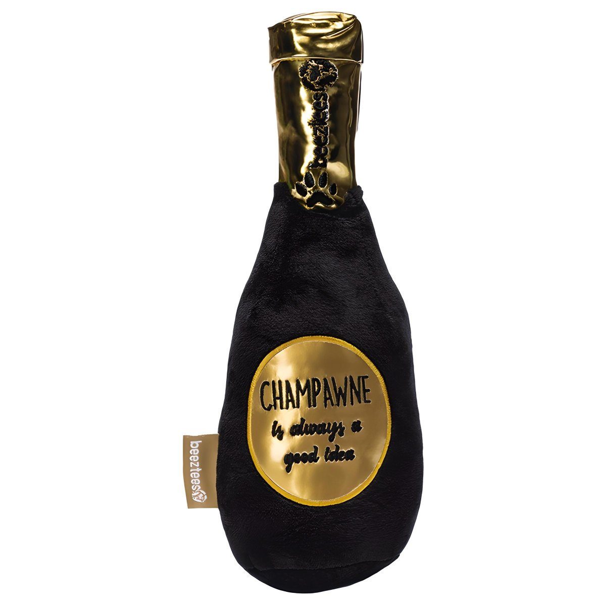 Beeztees Tierkuscheltier Hundespielzeug Champagnerflasche schwarz günstig online kaufen