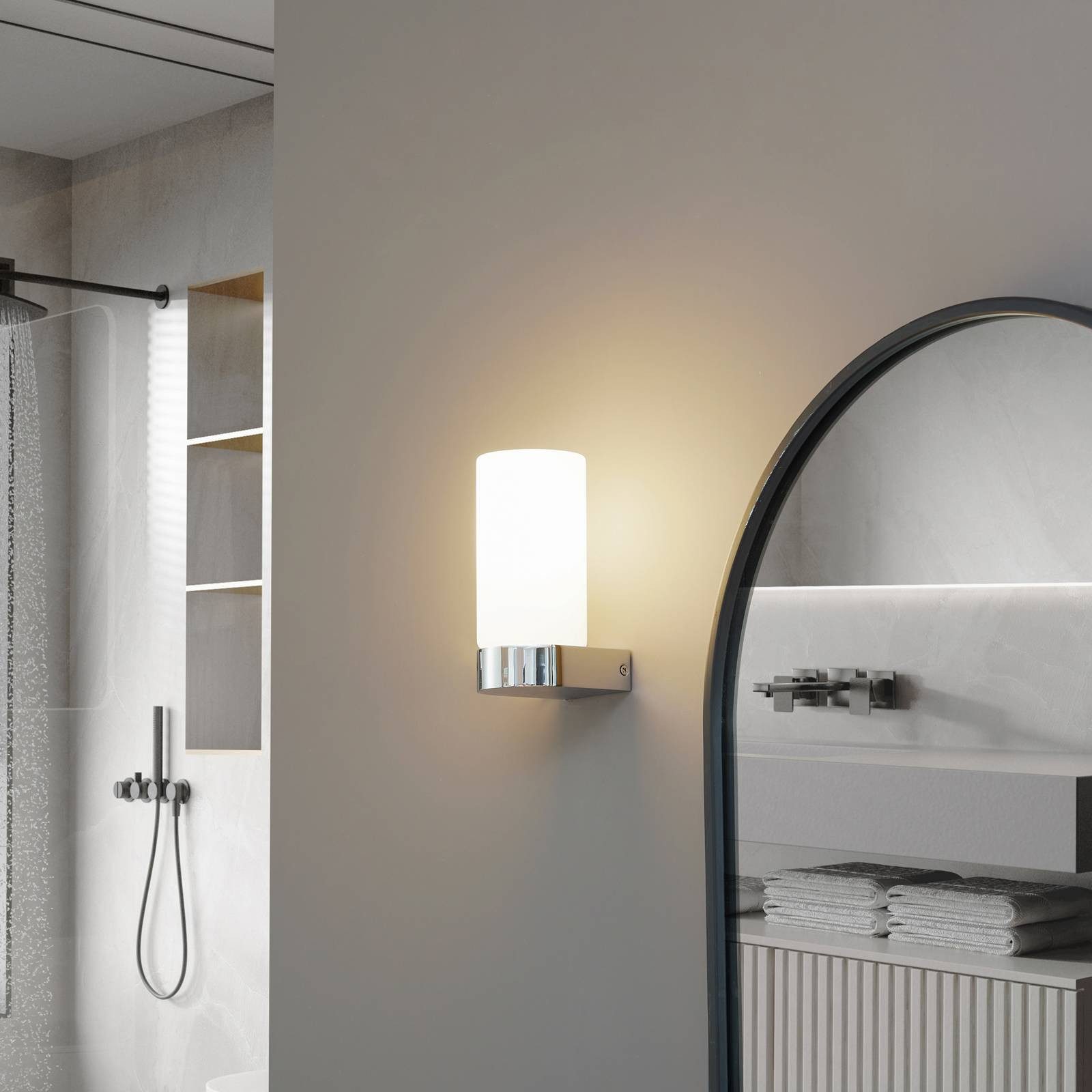 Lucande Wandleuchte Basolo, Metall, Chrom IP44, 1 x 10 W LED
