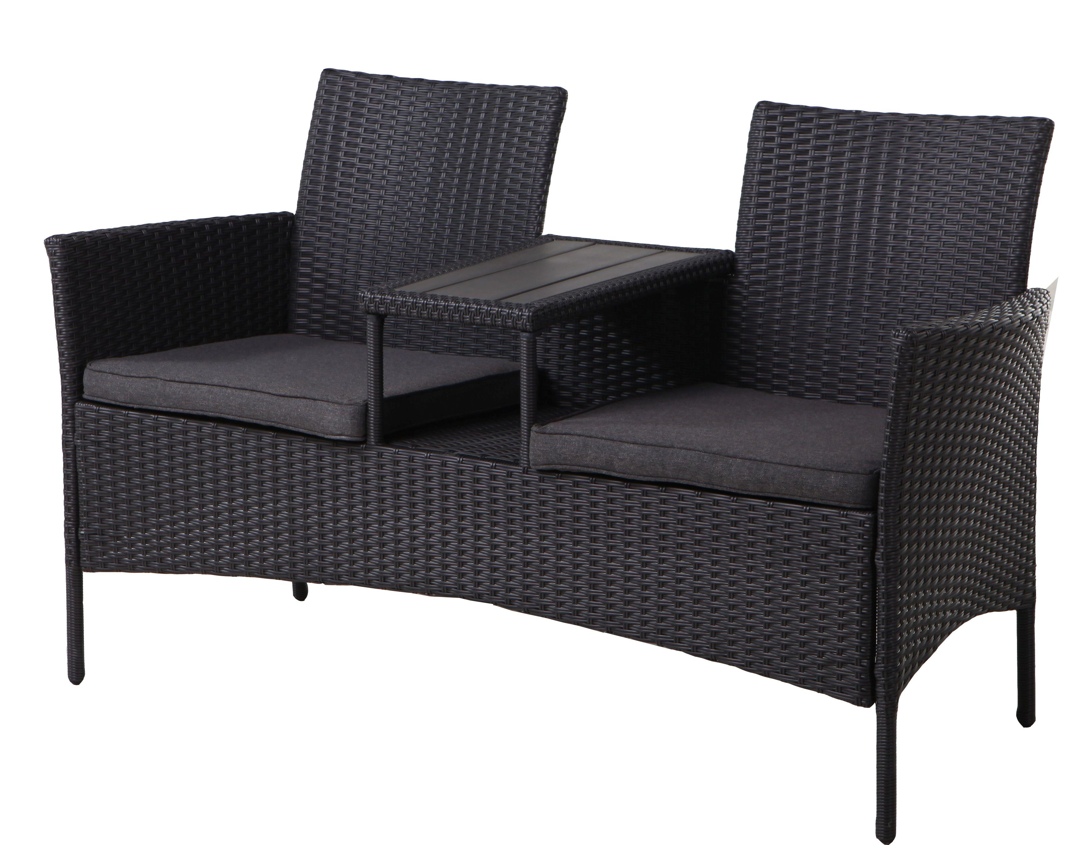 Kynast Gartenbank, Polyrattan Gartenbank 2Sitzer mit Tisch Bank