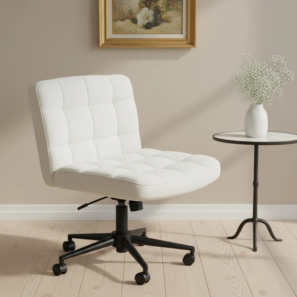 TLGREEN Bürostuhl Drehstuhl mit breiter Sitzfläche,Ergonomischer Stuhl, Höhenverstellbarer Schneidersitz Drehstuhl für Home Office