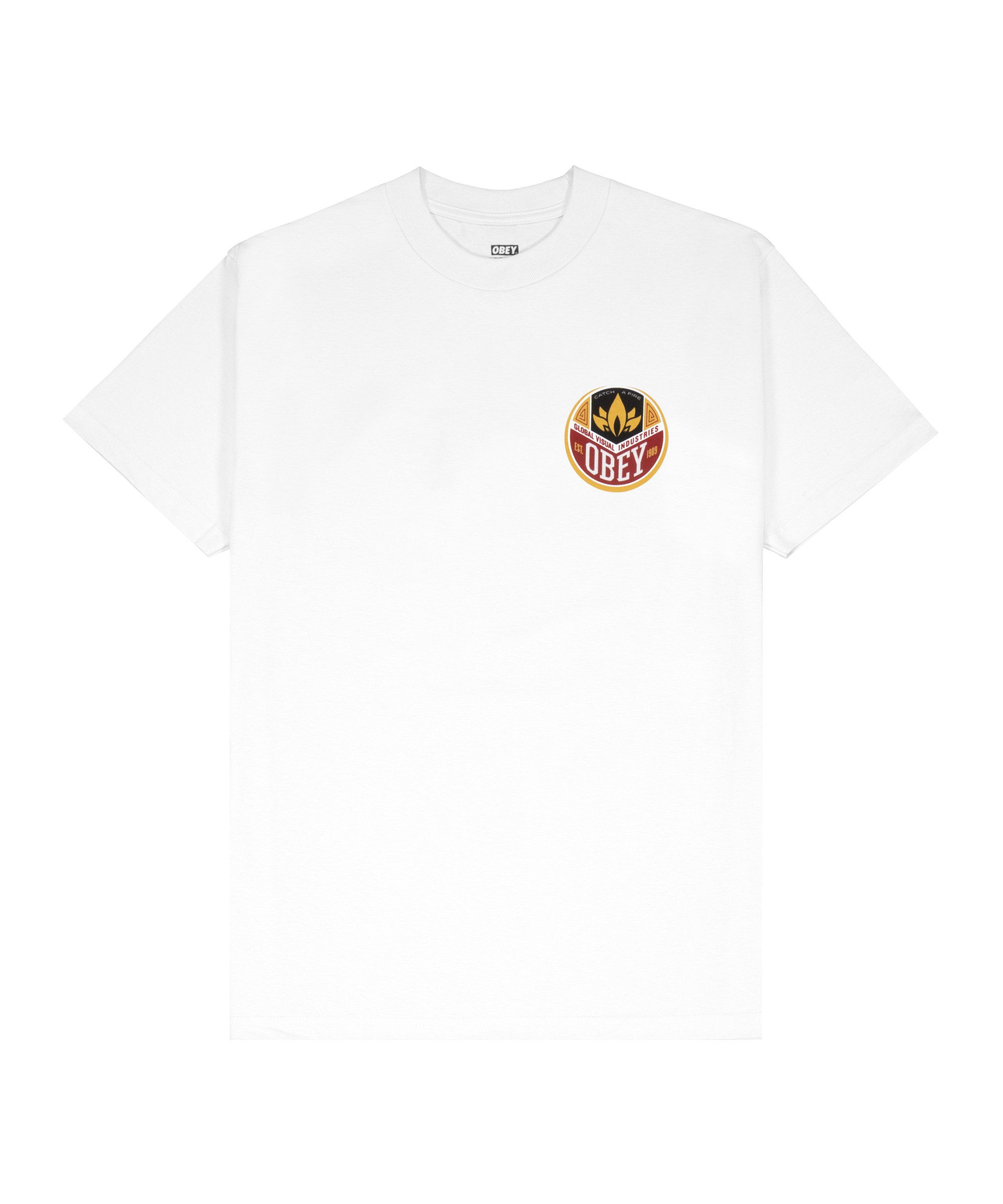 OBEY T-Shirt Obey Catch A Fire T-Shirt Weiß Kurzarm-Shirts Baumwolle