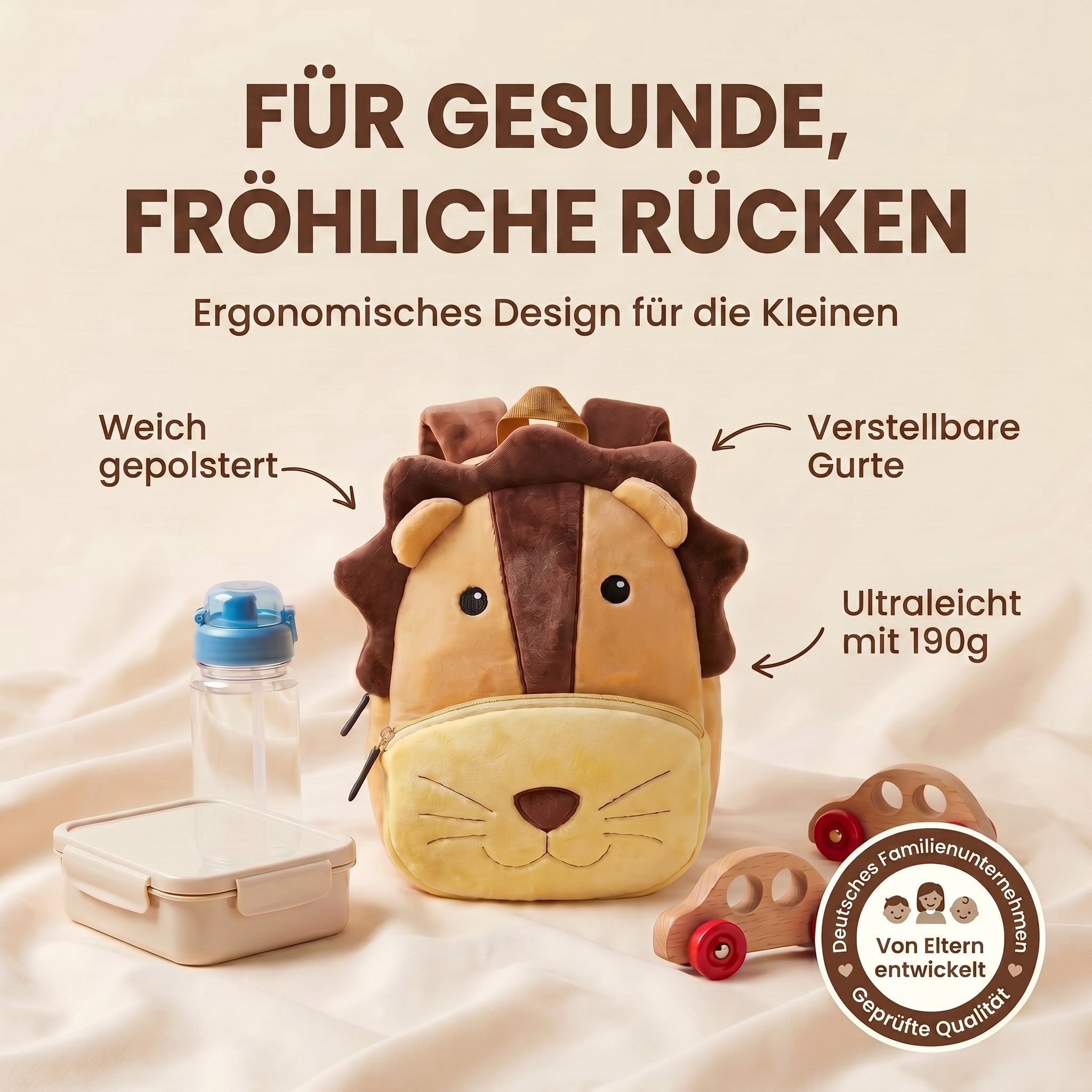all Kids United Kinderrucksack ALL KIDS UNITED Kinder Rucksack Tiermotiv – Wasserdichter Rucksack (Tier-Rucksack, 2 - 6 Jahre), Wasserfest, Ergonomisch, Leichtgewichtig