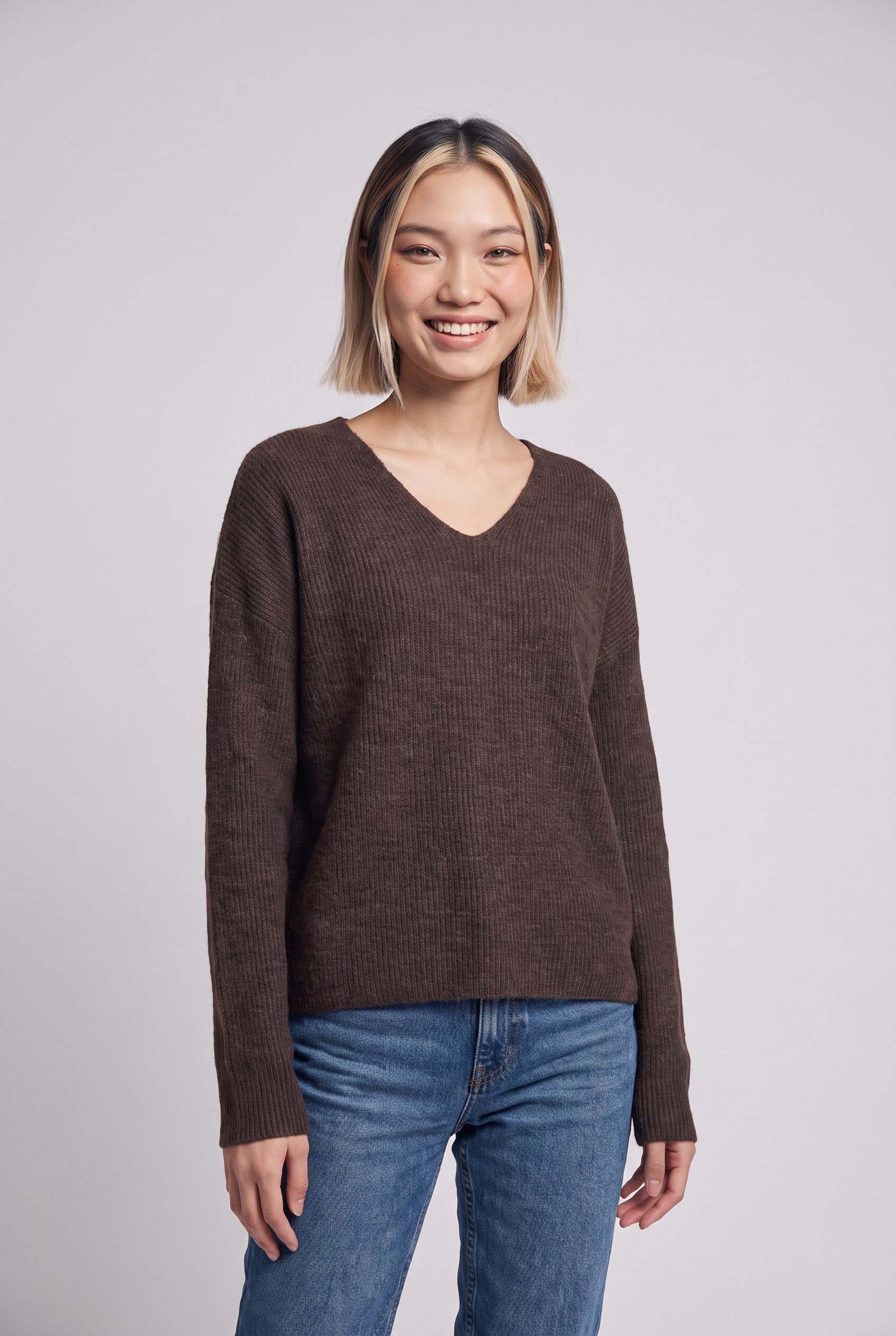 ONLY Strickpullover ONLCAMILLA V-NECK L/S PULLOVER KNT NOOS Materialmix, regular fit
