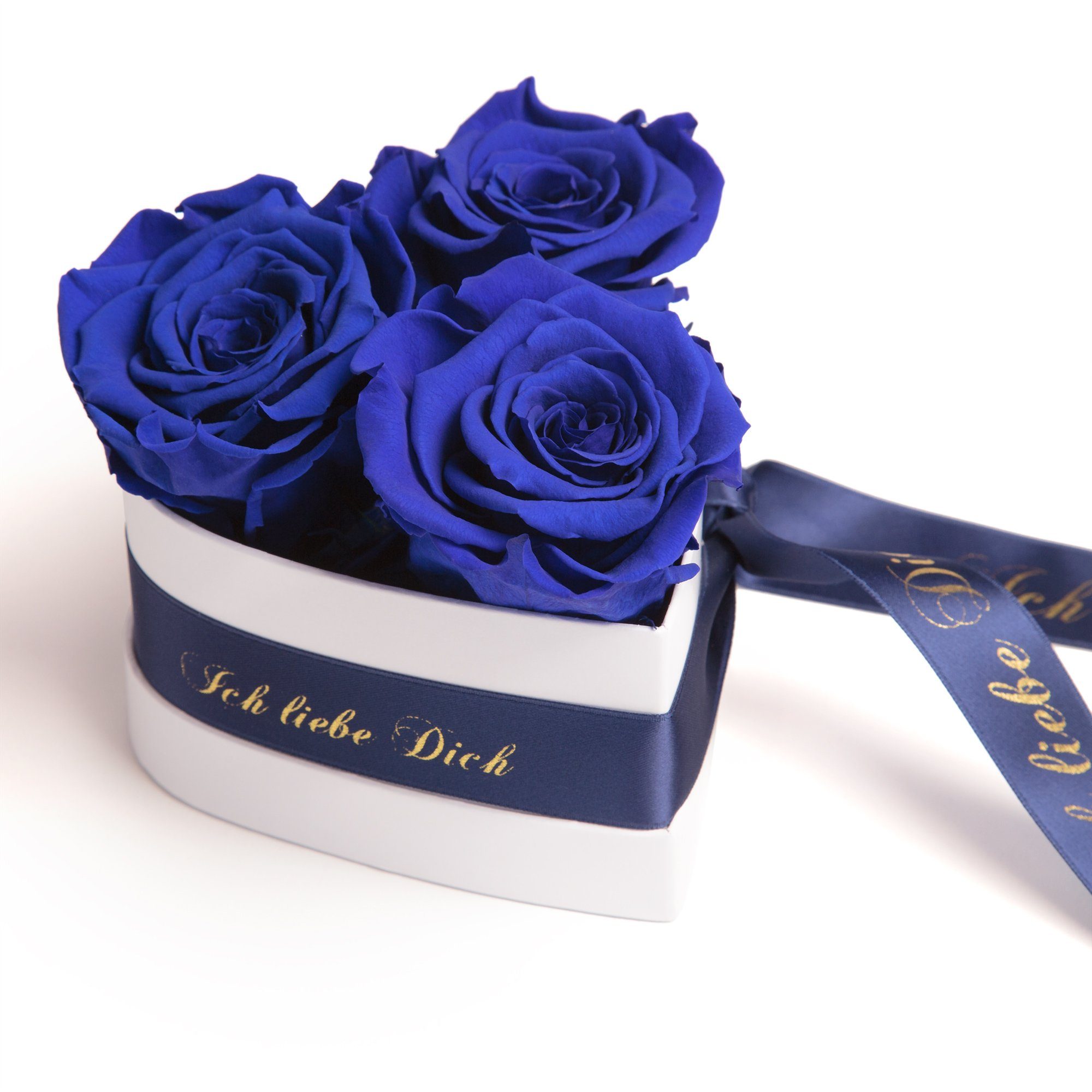 für blau Höhe Heidelberg, 10 cm, Rosenbox Liebesbeweis Valentinstag liebe Kunstblume 3 Rose, ROSEMARIE Dich Rosen Ich infinity SCHULZ Herz Geschenk Sie