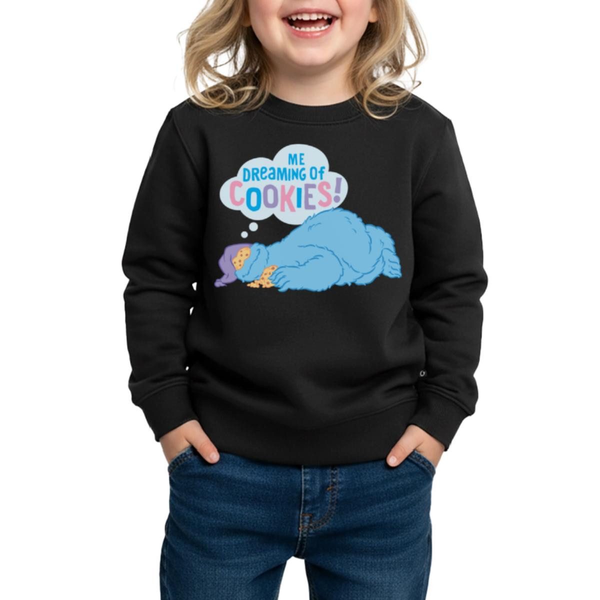 Spreadshirt Sweatshirt Sesamstraße Krümelmonster Traum über Kekse Kinder/Teenager Premium Pul (1-tlg)