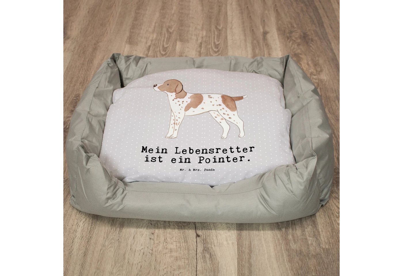 Thumbnail - Mr. & Mrs. Panda Tierbett Pointer Lebensretter - Grau Pastell - Geschenk, English Pointer, Hund, Modernes Design