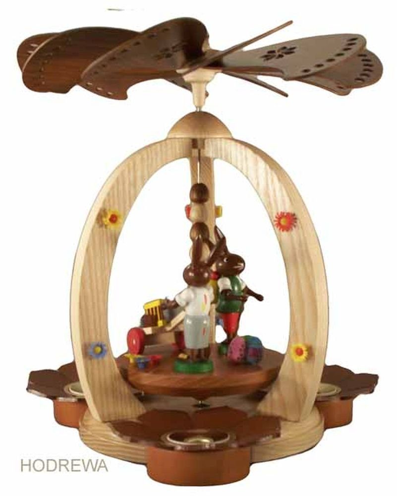 Holz- und Drechslerwaren Legler Osterhase Osterdekoration Pyramide mit Hasen Höhe 28cm NEU