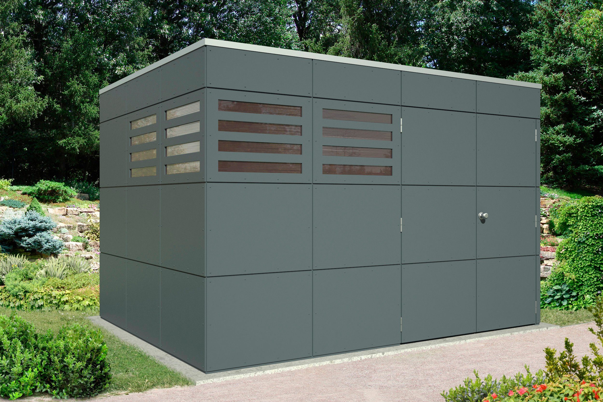 Skanholz Gartenhaus CrossCube Brisbane 4, BxT: 337x253 cm