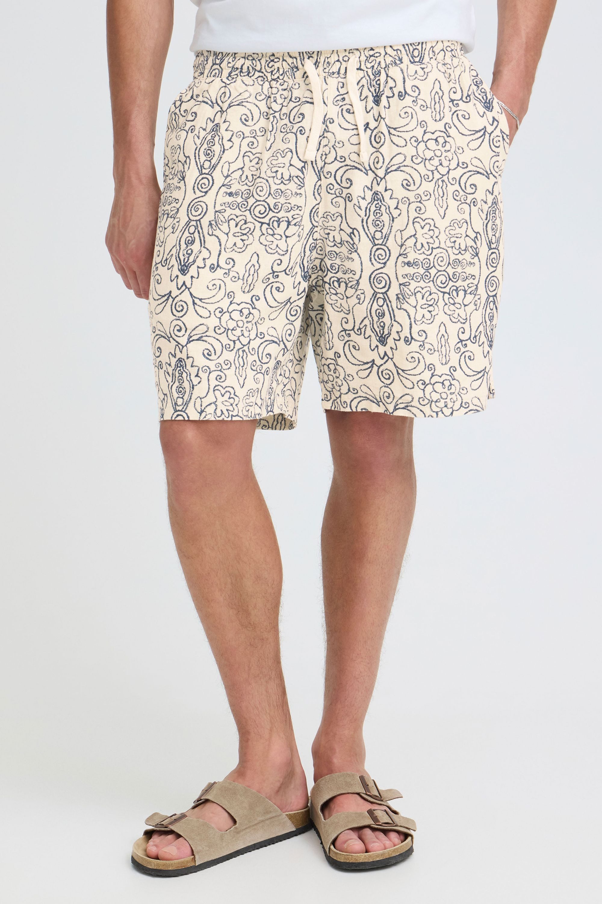 !Solid Leinenhose SDLiam Gemusterte Leinen-Mix-Shorts mit Kordeln