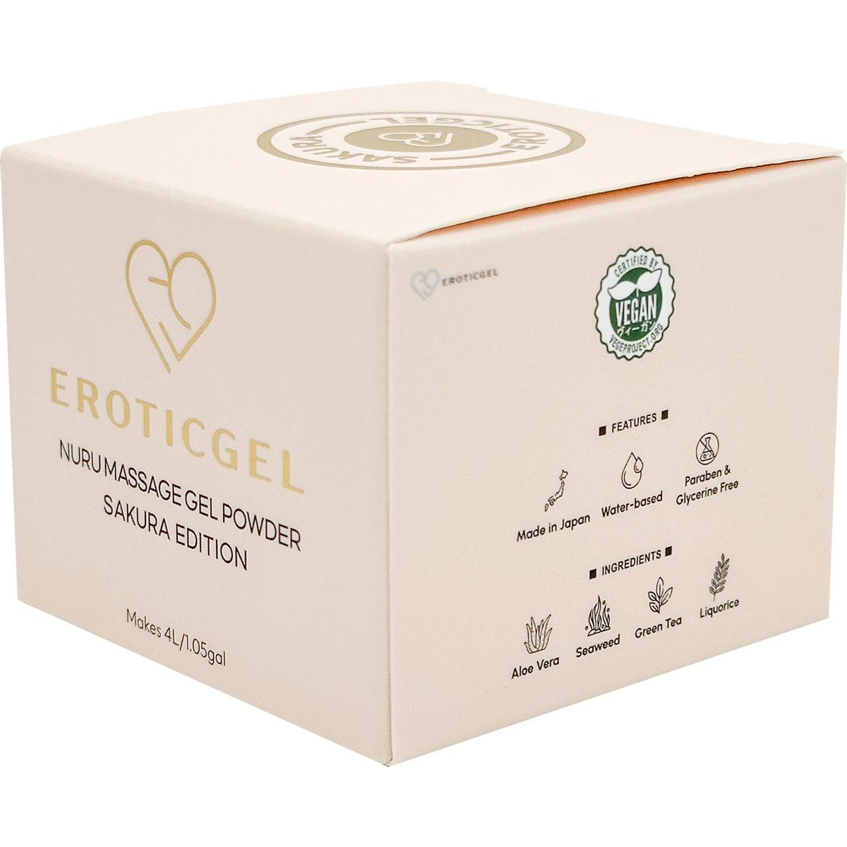 EROTICGEL Gleit- und Massagegel Nuru Massage Gel Powder (Seaweed, Green Tea, Aloe Vera, Liquorice), SAKURA Edition, Dose mit 40g, 1-tlg., japanisches Massagegel-Pulver aus natürlichen Inhaltsstoffen