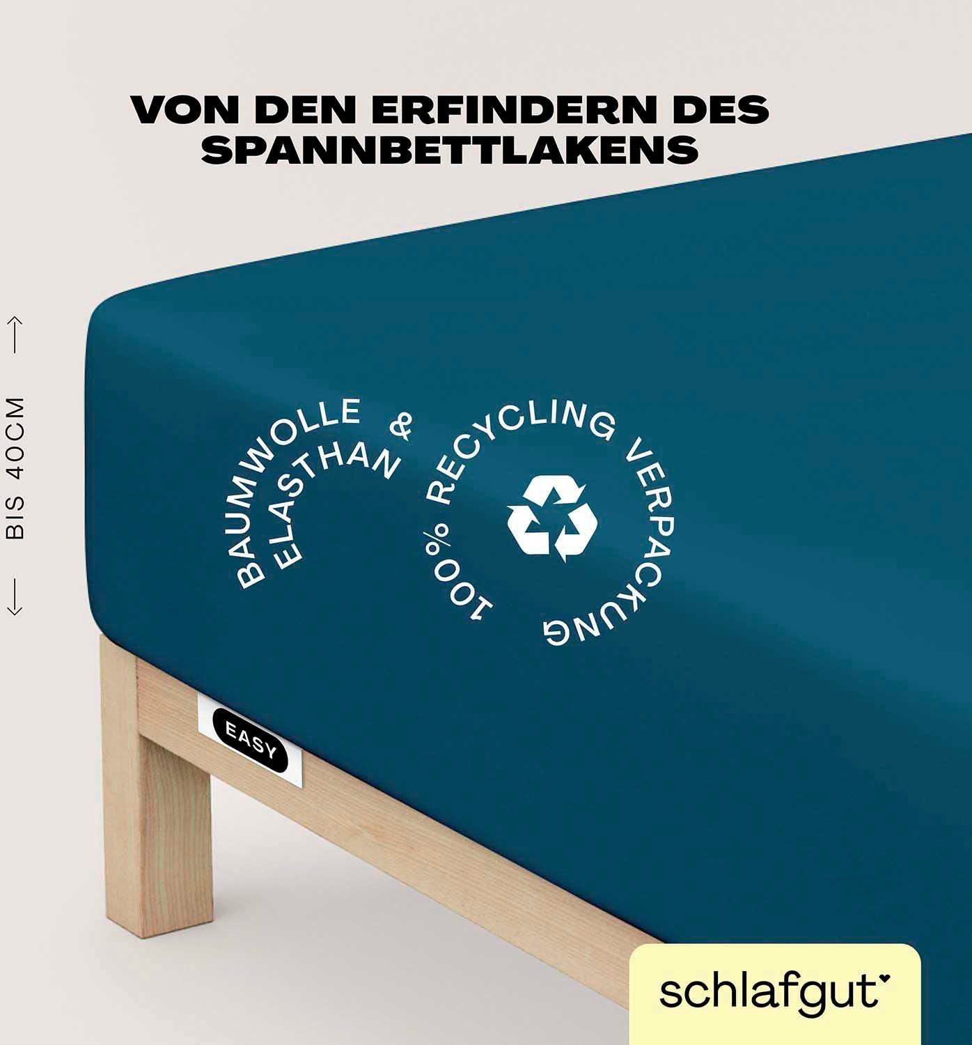 Schlafgut Spannbettlaken EASY Jersey Elasthan Boxspring, Jersey, Gummizug: rundum, (1 Stück), MADE IN GREEN by OEKO-TEX®