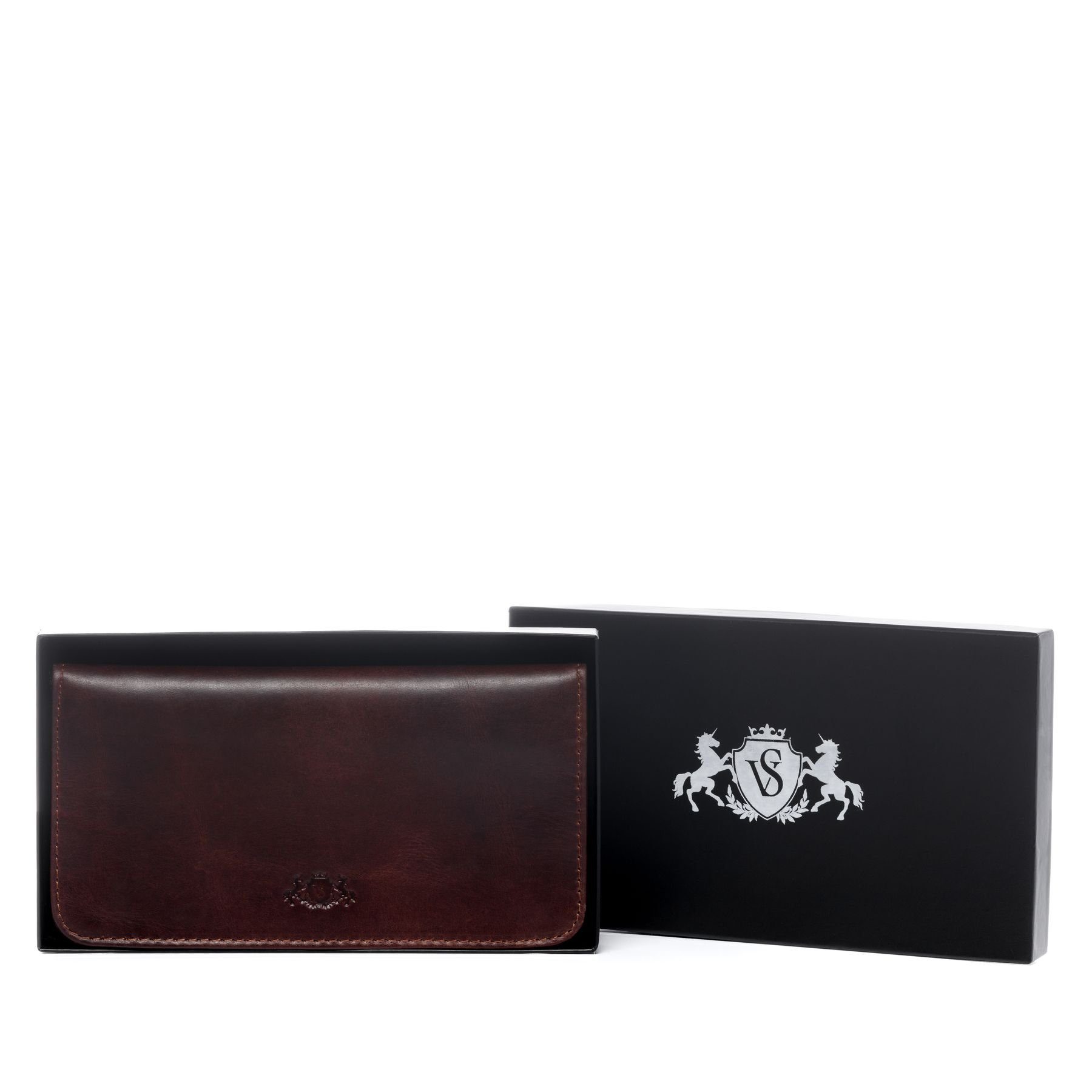 SID & VAIN Businesstasche echt Leder Stifte Etui groß Ledertasche braun LULU, Kleinlederwaren echt Leder Unisex, Ausweistasche braun-cognac