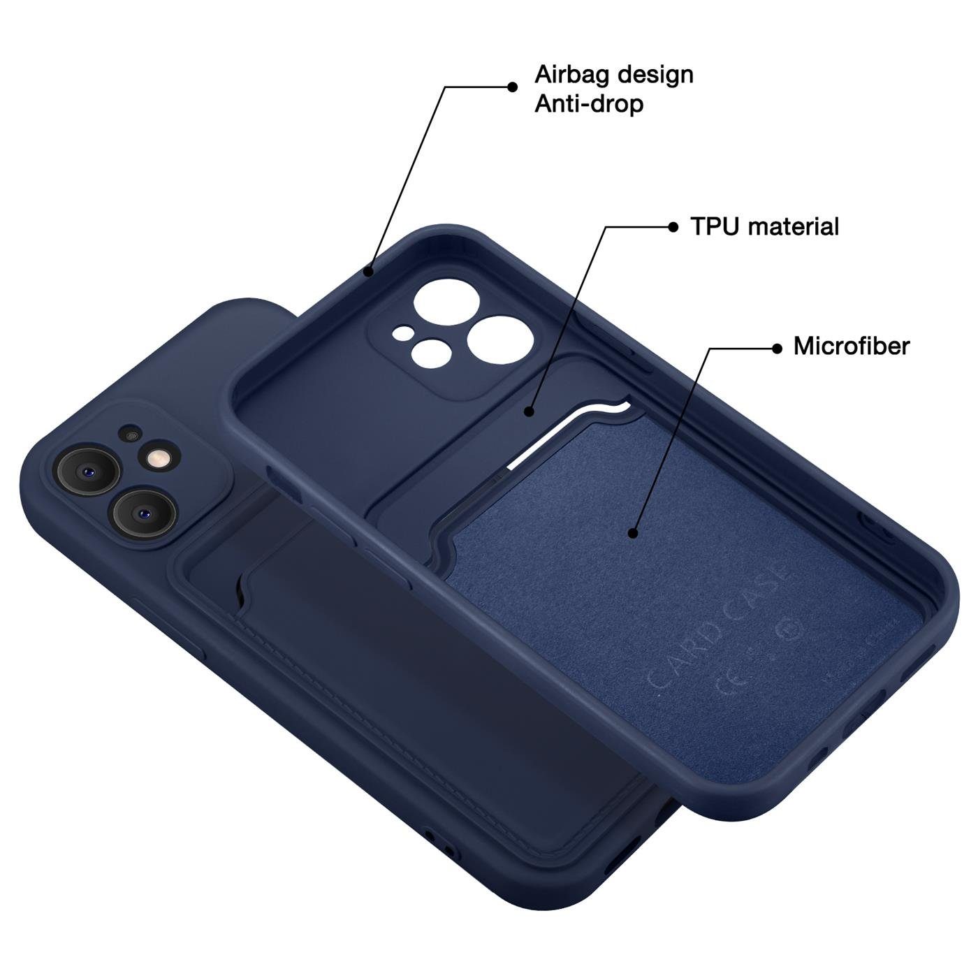 CoolGadget Handyhülle Schutzhülle mit Kartenfach für Apple iPhone 13 6,1 Zoll, Silikon Case Slim TPU Cover Tasche mit Aufbewahrung EC Karte Ausweis – Bild 4 von 5