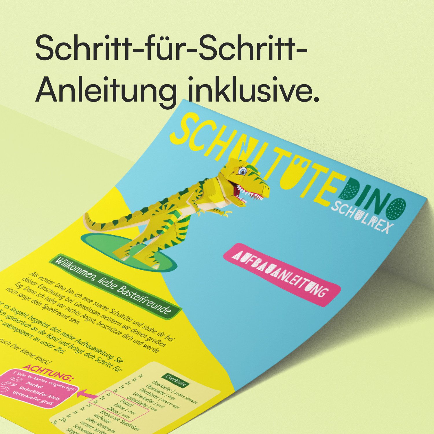 shelfmade Schultüte Schultüte zum selber basteln, Drache & Dino Schulrex, steht von selbst – Bild 5 von 5