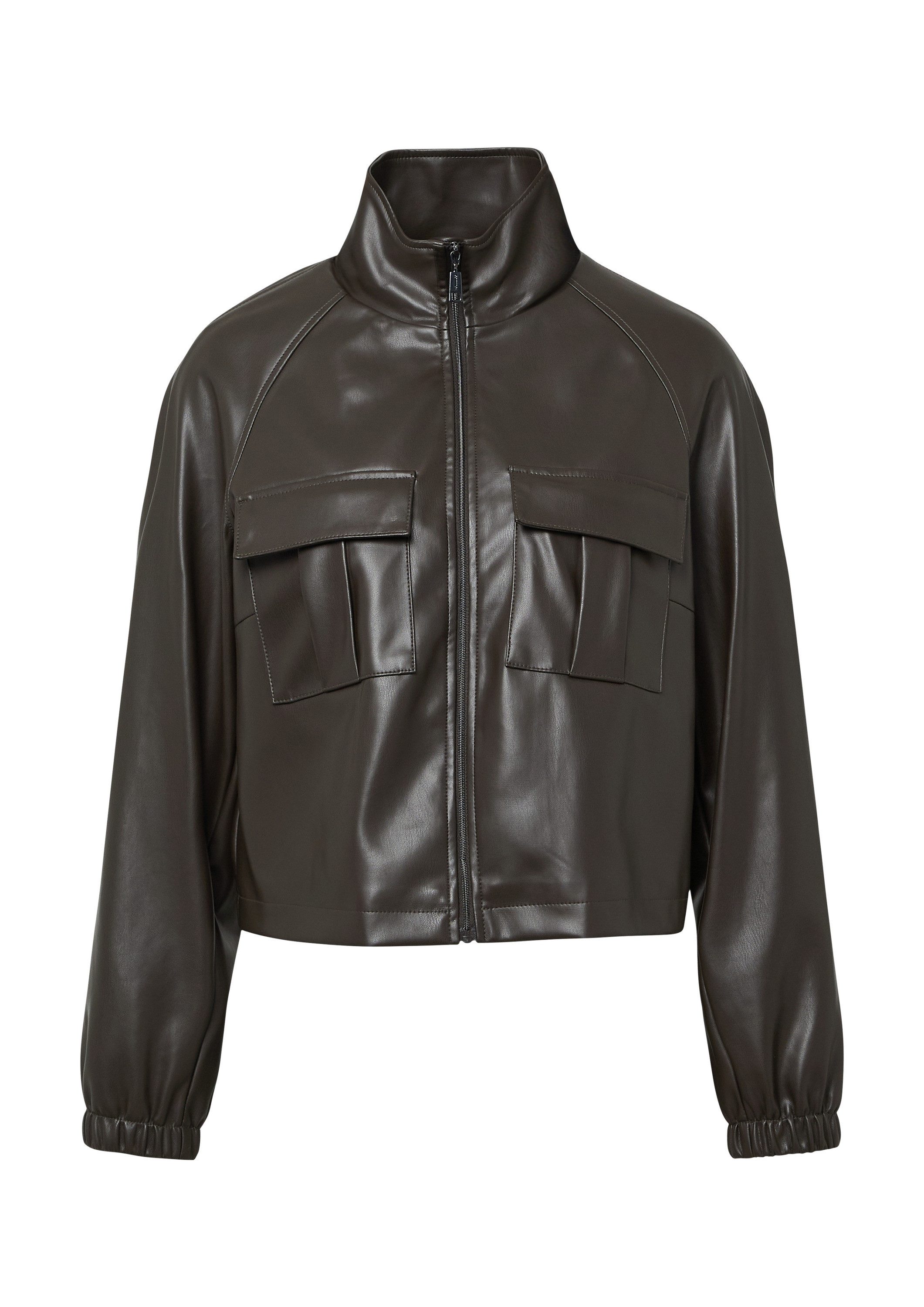 comma Funktionsjacke Indoor-Jacke Jacke in Glattleder-Optik mit aufgesetzte günstig online kaufen
