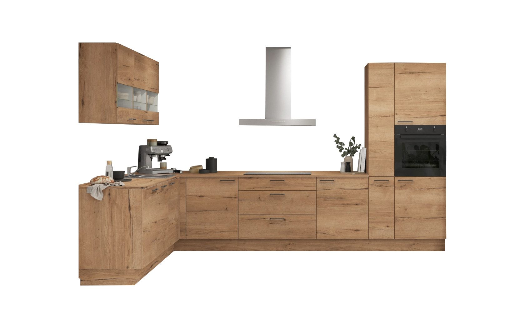 nobilia® Winkelküche Ulla, individuell anpassbar, gratis Küchenplanung mit Profis, (Breite 613.2 cm), vormontiert, wahlw. mit E-Geräten, inkl. Lieferung