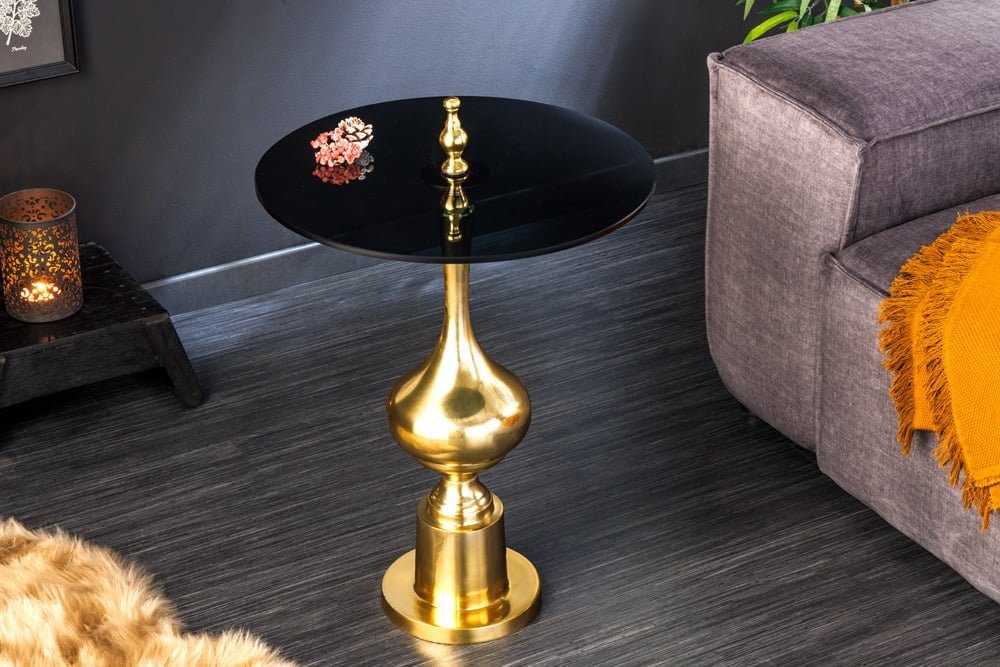 riess-ambiente Beistelltisch ABSTRACT Ø45cm gold / schwarz (Einzelartikel, 1-St), Wohnzimmer · Glas · Metall · rund · Handmade · Schlafzimmer · Modern