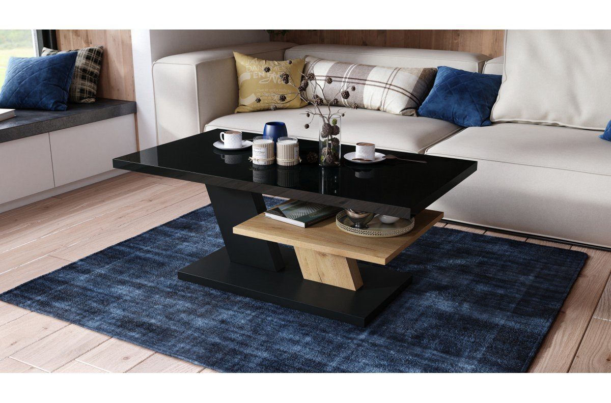 Mazzoni Couchtisch Cliff Schwarz Hochglanz / günstig online kaufen