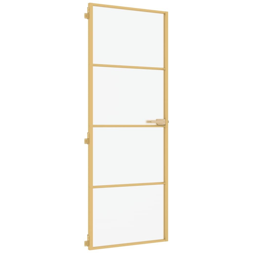 vidaXL Zimmertür, Innentür Schlank Golden 76x201,5 cm Hartglas und Aluminium