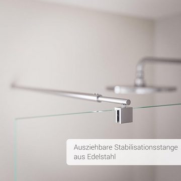 Bernstein Walk-in-Dusche EX101, Aluminium (Chrom), 8mm Nano Echtglas / Klarglas / Breite wählbar / Duschabtrennung