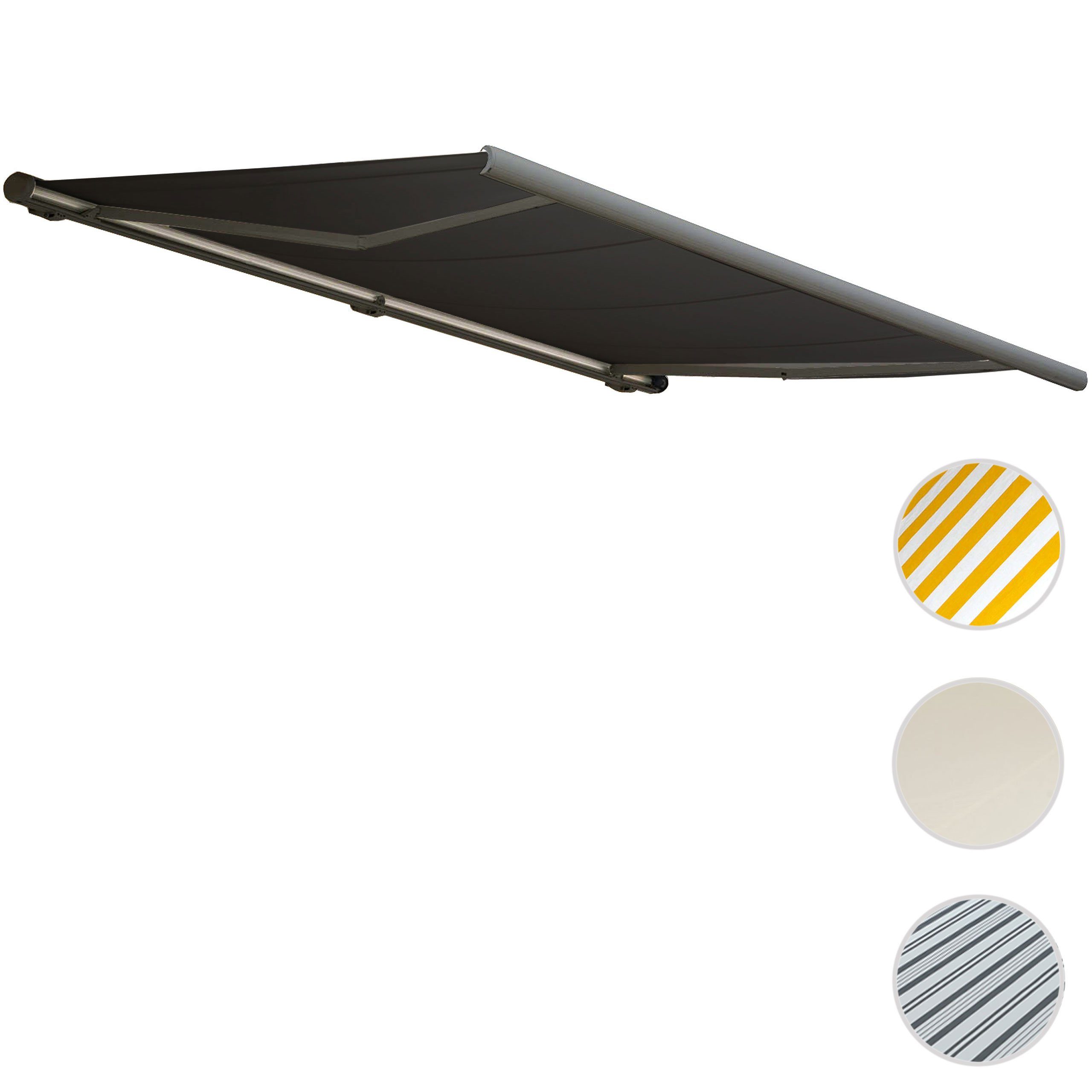 MCW Kassettenmarkise H124-5x3-oV Wandhalterung, Stahlankerbolzen, Handkurbel, Markenmotor mit 205 Watt