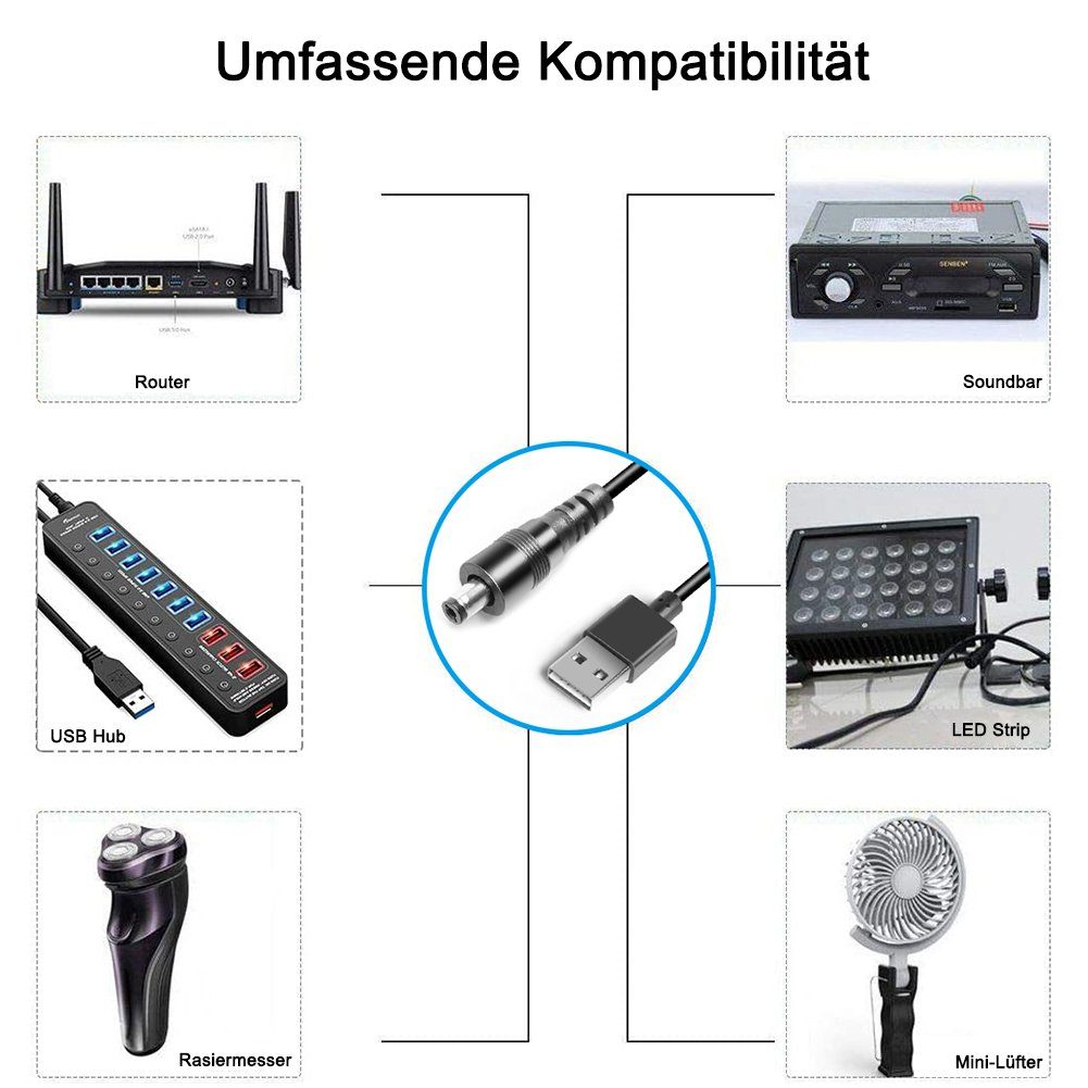 HKY 11 in 1 USB zu DC Kabel Konverter Universal Adapter USB Kabel Netzteil (für Tablet JBL Pulse Samsung Handy Ladegerät) – Bild 5 von 5